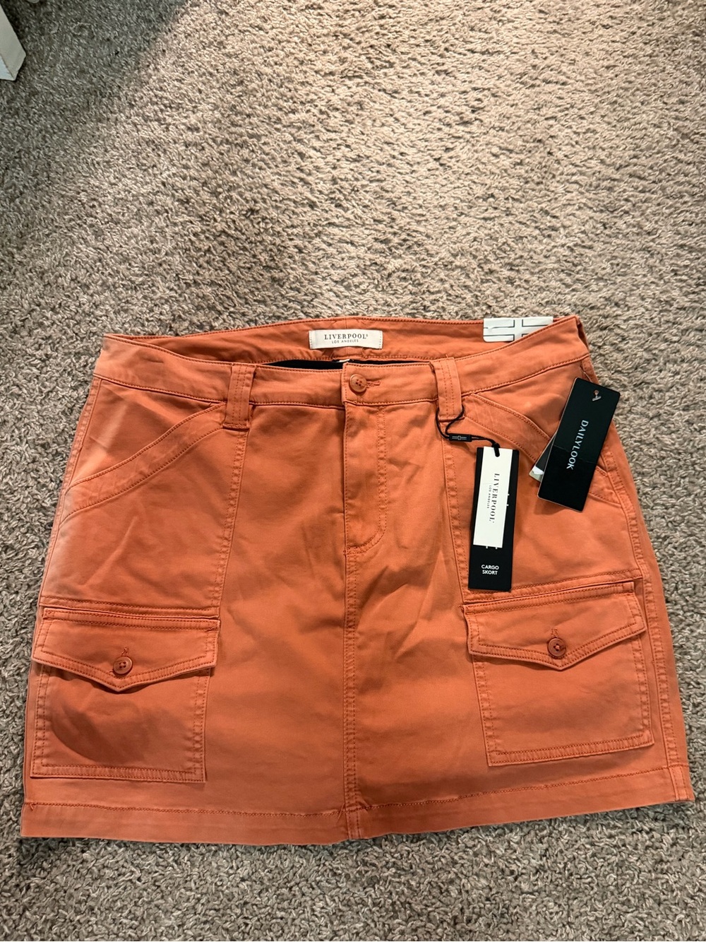 Liverpool Orange Cargo Pocket Mini Skirt